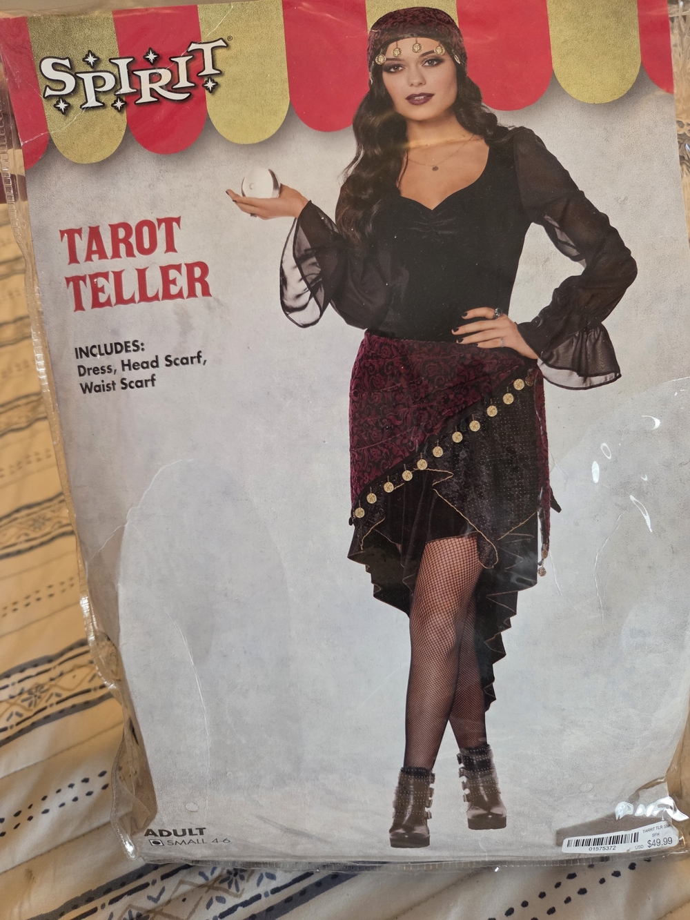 New Women's Burgundy & Black Asymmetrical Tarot Skirt with Coin Trim Costume